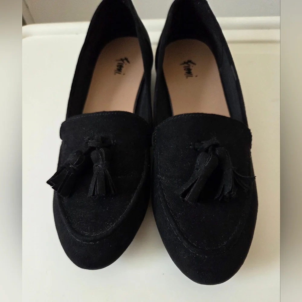 Fioni Ballet Flats Black Suede Leather Slip On Comfort Tassels Womens Size 6.5 - Picture 10 of 15